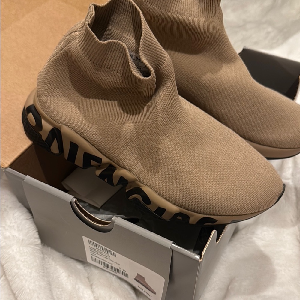 Balenciaga Tan Sock Sneakers with box and dust bags